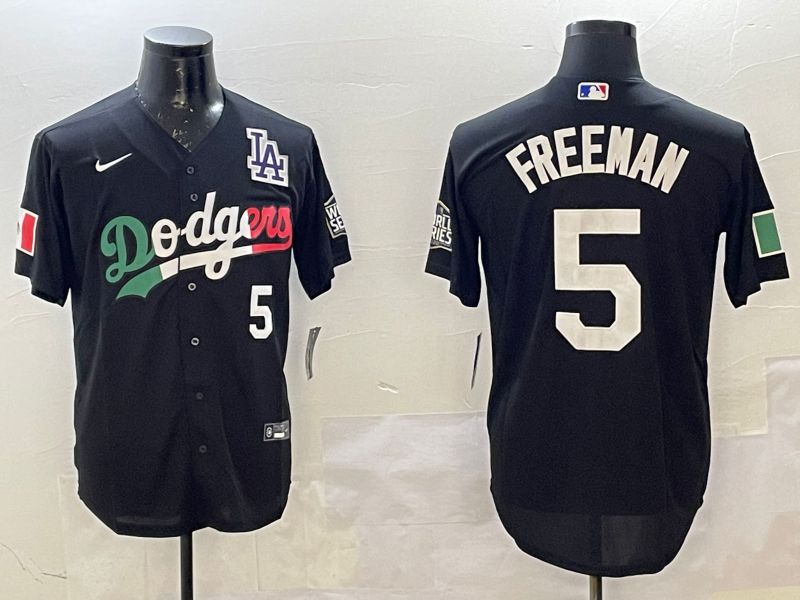Men Los Angeles Dodgers 5 Freeman Black Fashion 2025 Nike MLB Jersey style 5